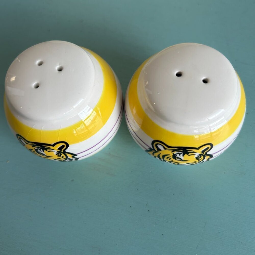 LSU Ceramic Tabletop Trio Y2K Geaux Tigers Tableware Tailgating Salt and Pepper - Picture 4 of 11